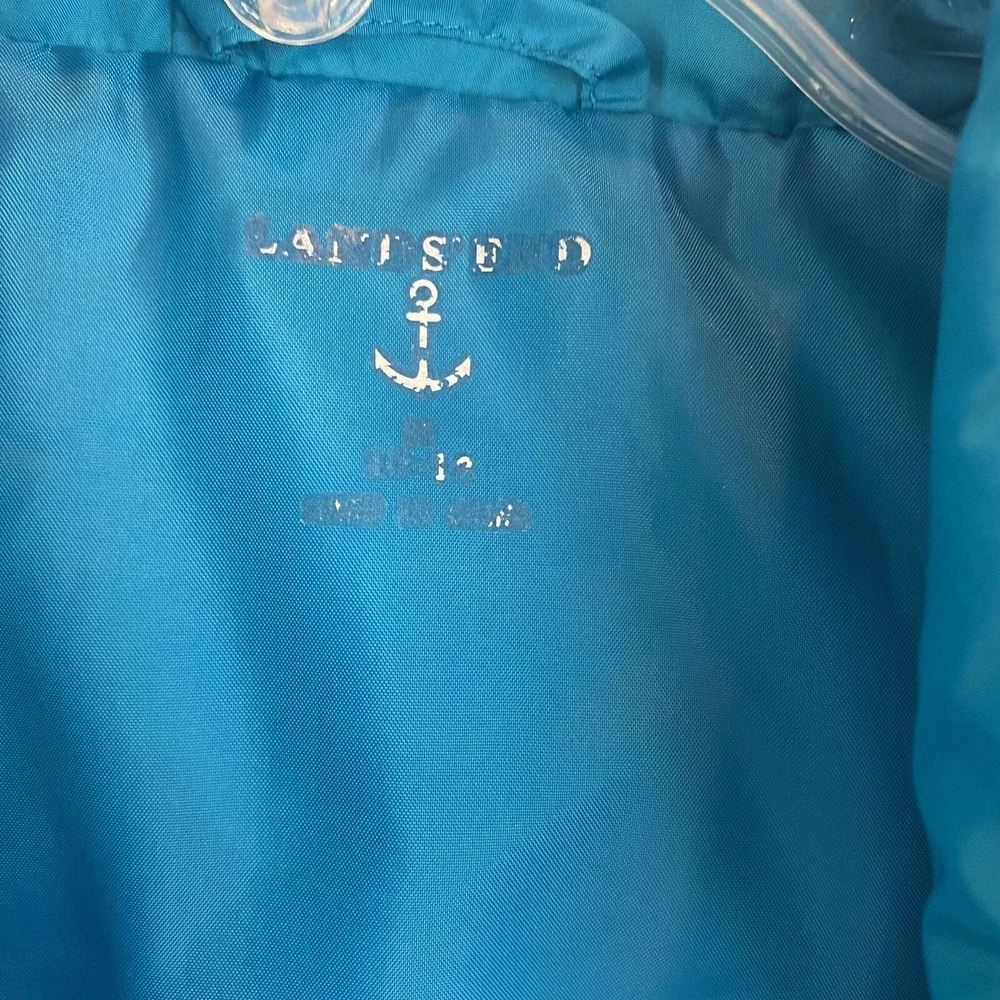 Lands End Down Puffer Vest Girls 14 Light Blue Winter Zip Jacket Read